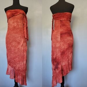 Vntg Charlotte Russe Mesh Strapless Y2K Red Dress L